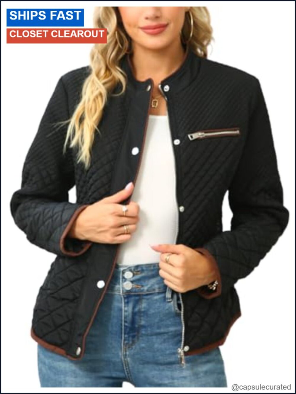 Fleece-Lined Diamond Quilted Puffer Jacket Winter Coat Slim Fit